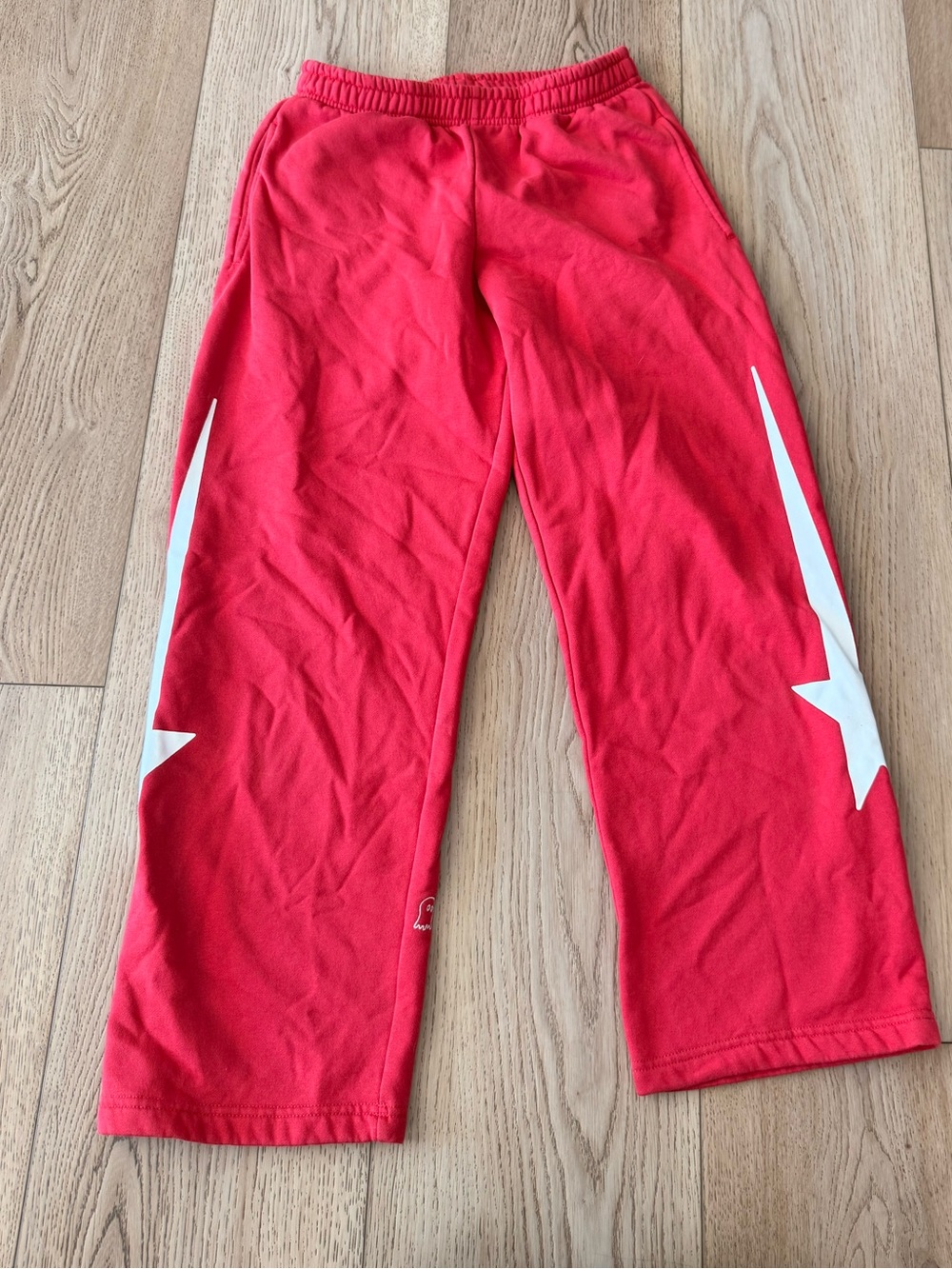 LONELY GHOST Red Jogger Pants with White Star Panels